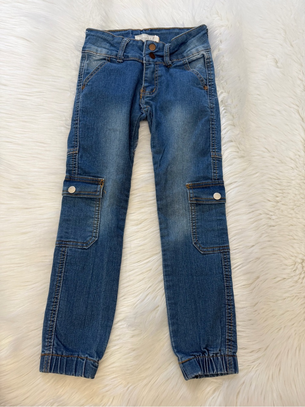 Celebrity Ace Blue Cargo Banded Cuff Jeans Sz 8